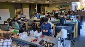 Students busy at work in the Penn BE Labs.