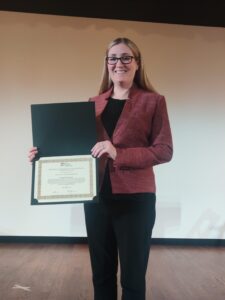 Dr. Shields poses with her award at the annual Penn Engineering Awards Ceremony.